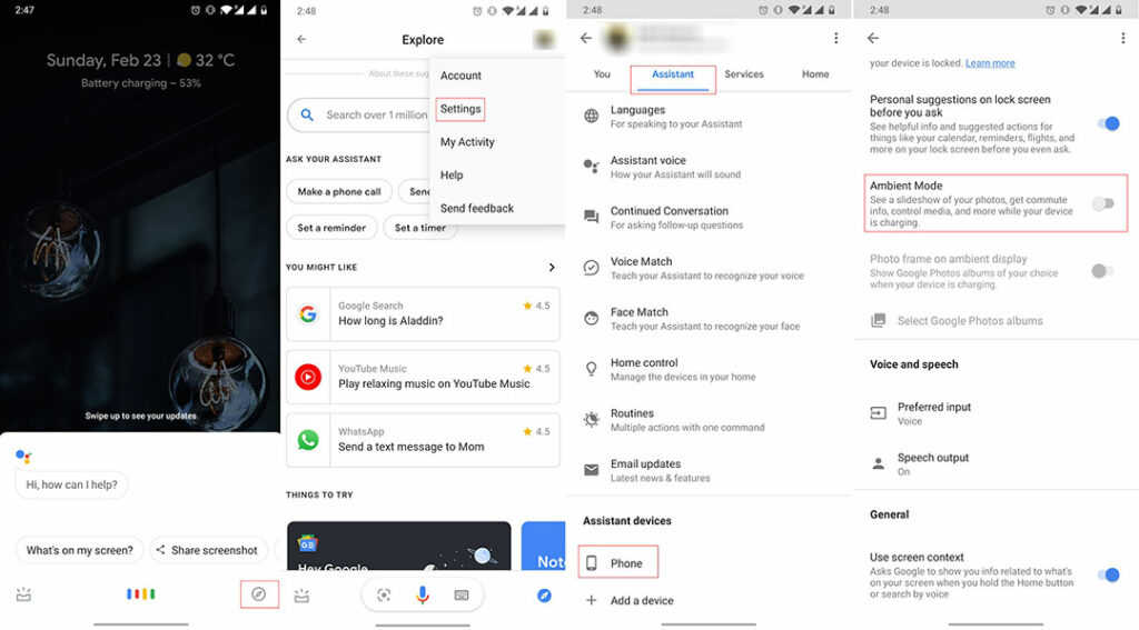 Activate Google Assistant Ambient Mode