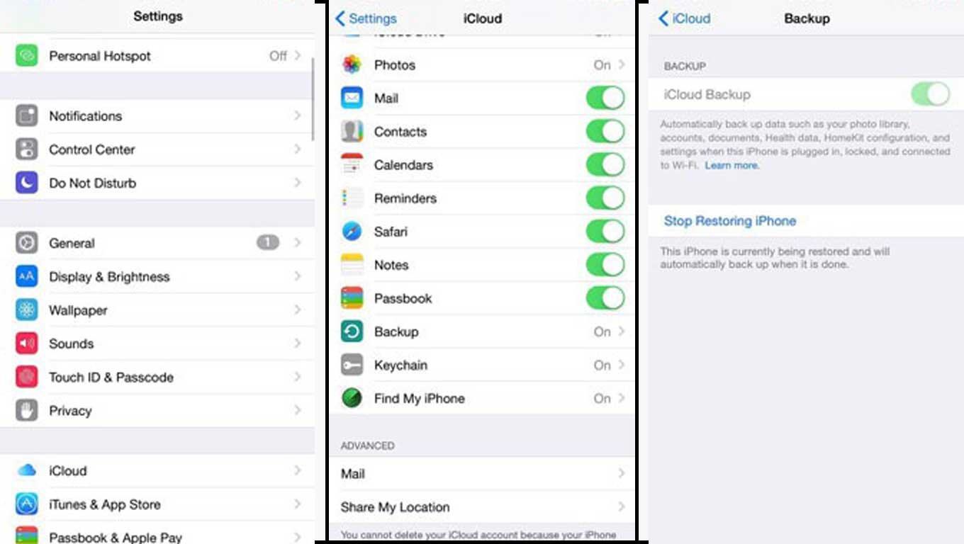 Stop restoring from iCloud