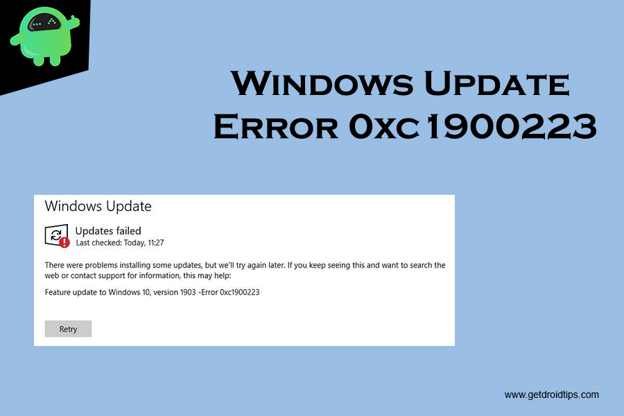 Windows Update Error 0xc1900223