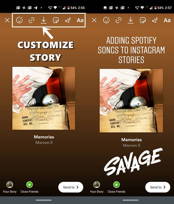 customize instagram story