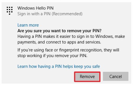 Полностью отключить параметр входа в систему с помощью PIN-кода Windows Hello