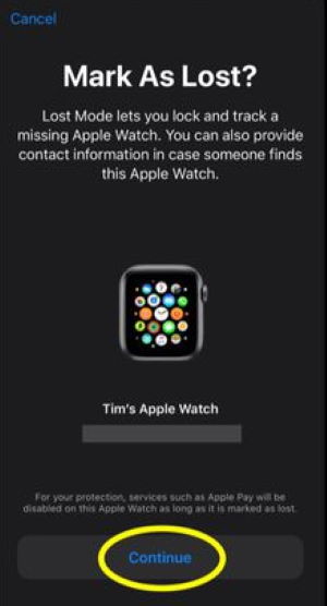 Apple Watch в режиме пропажи на iOS включить