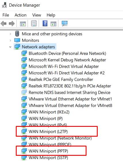 network adapter vpn error 609