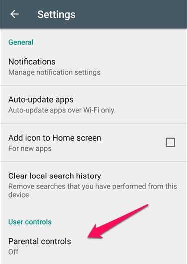 turn on parental controls on play store