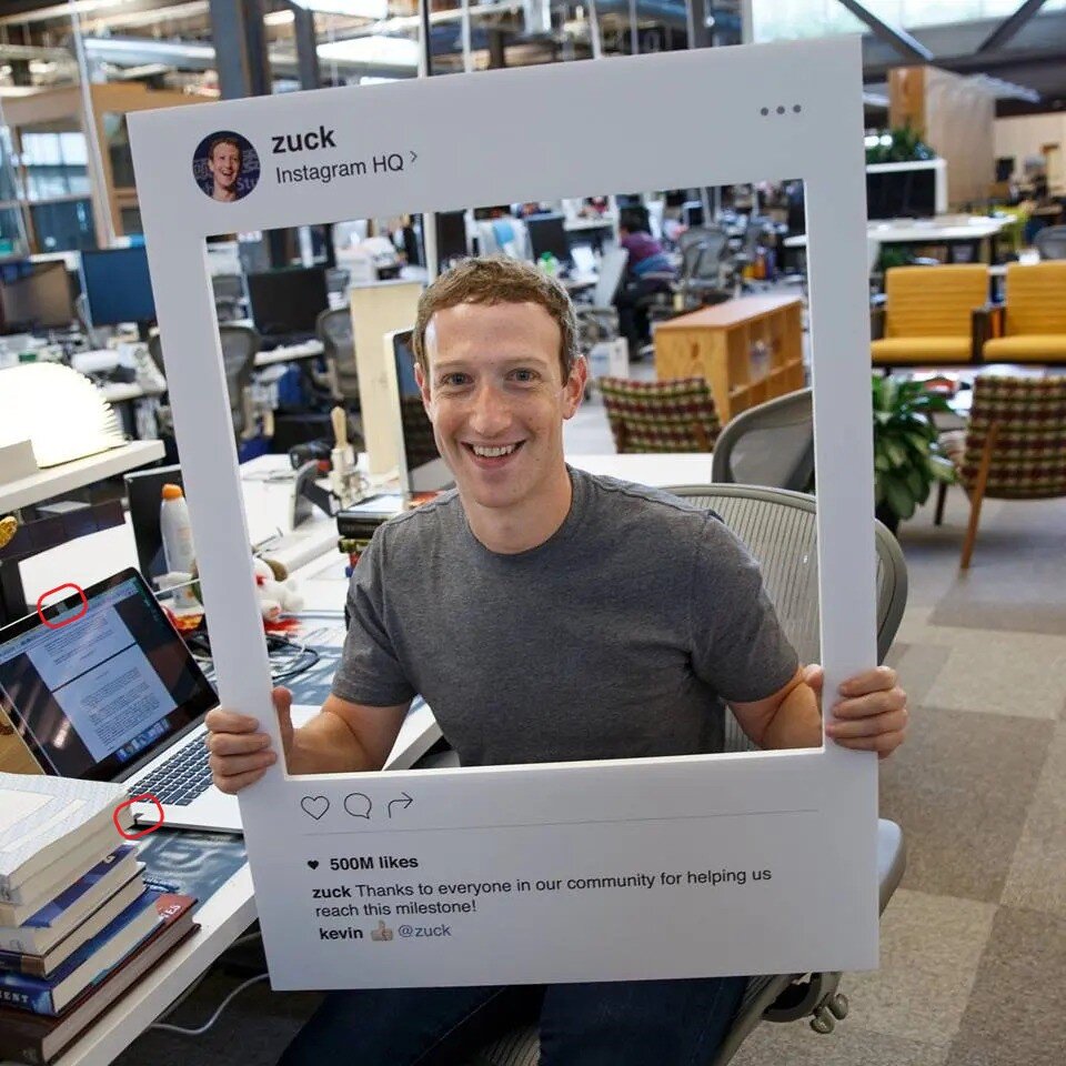 Mark Zuckerberg tapes over his webcam.