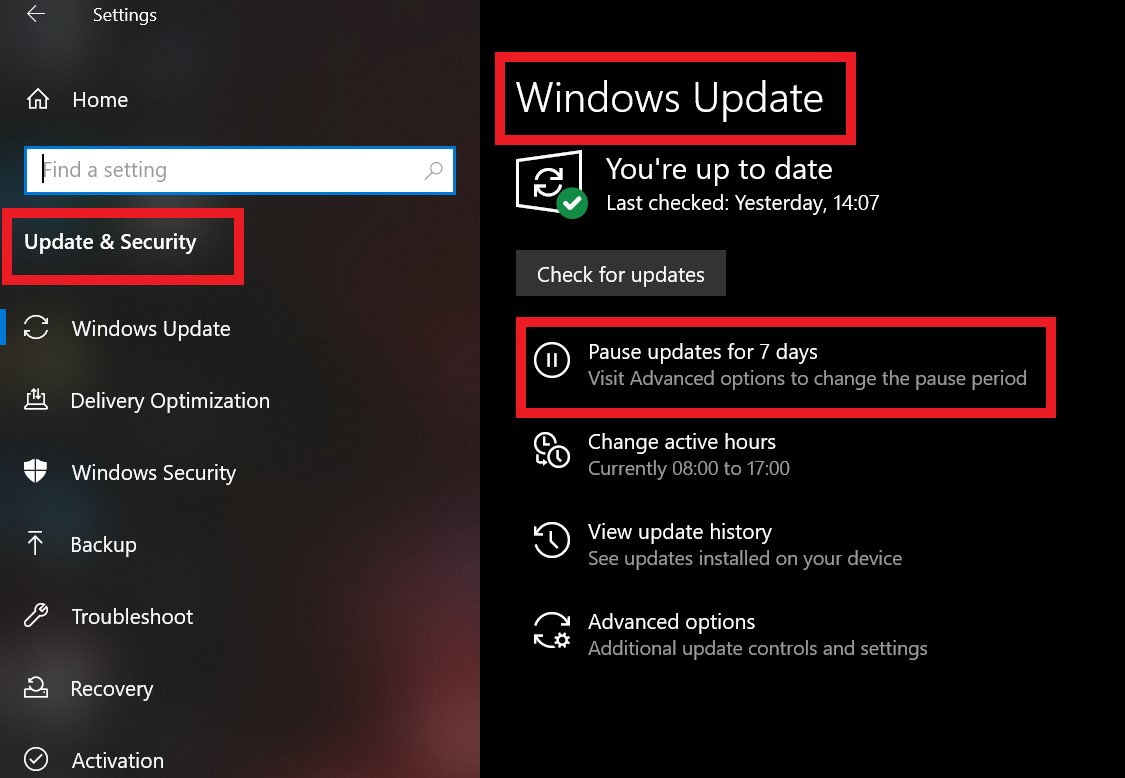 Pause Microsoft Windows Update