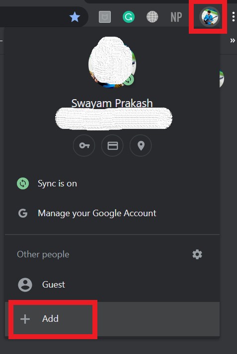 Add new user profile on Chrome