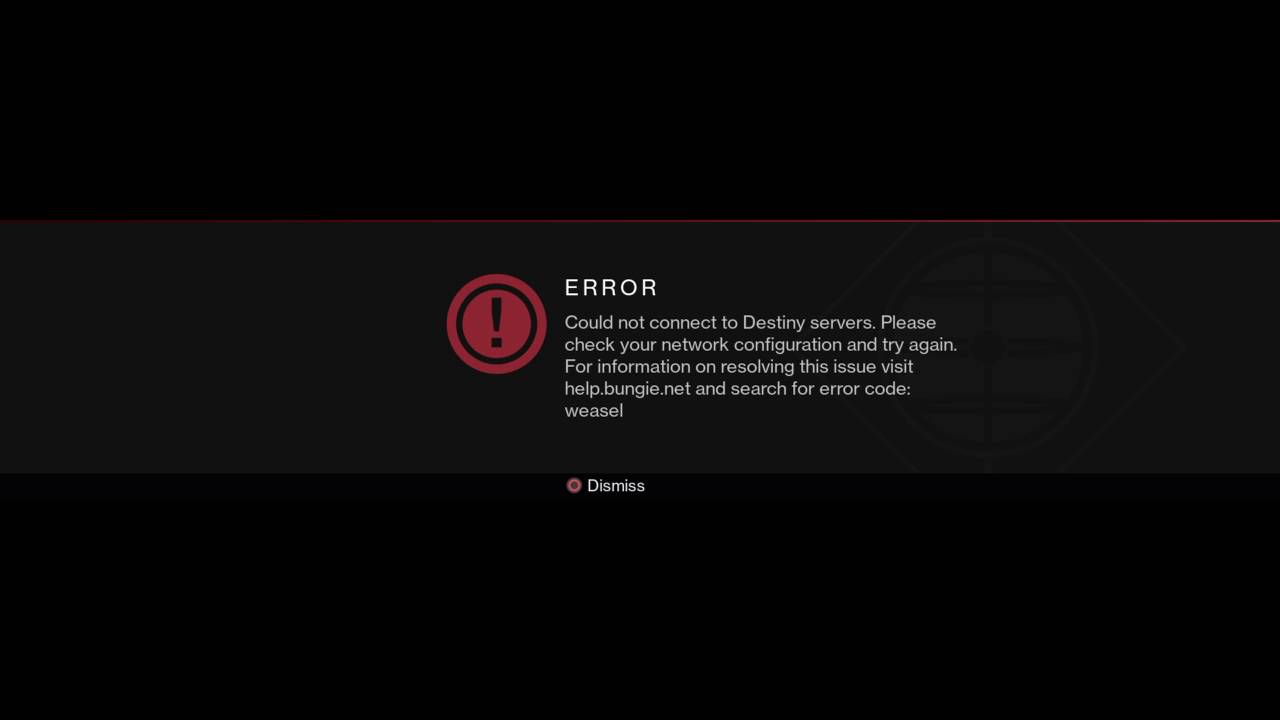 Destiny 2 Error Code Weasel