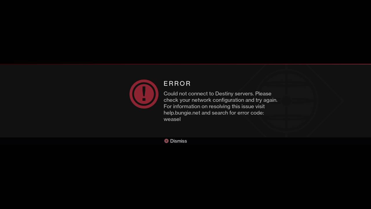 Destiny 2 Error Code Weasel