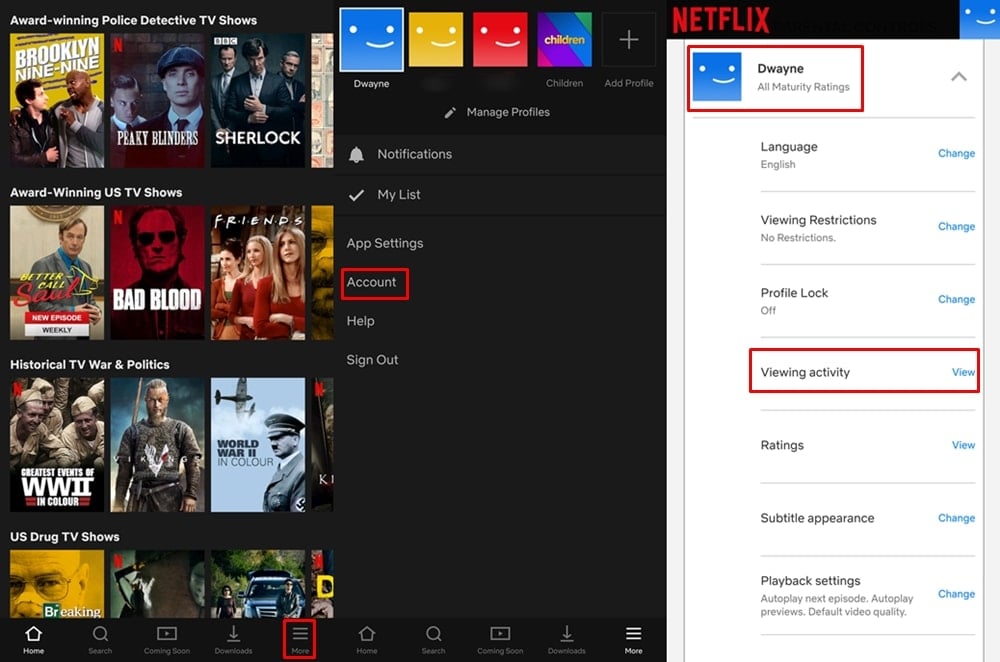 Netflix settings mobile