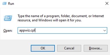 Appwiz in RUN dialogue box