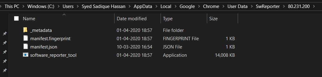 Software Reporter file