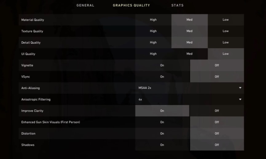 Valorant graphics settings