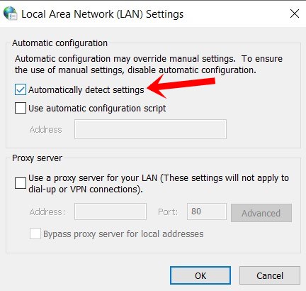 automatic lan settings