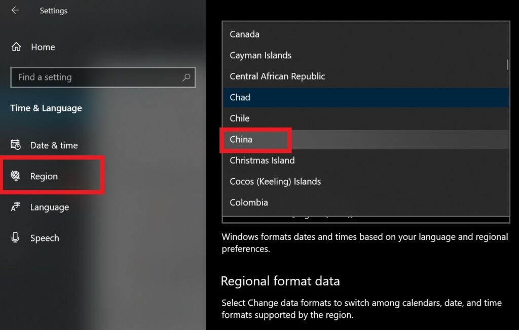 Change region on your Windows Laptop