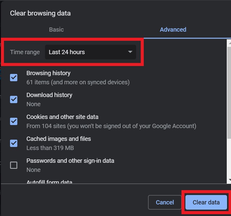 Browser cache Clear