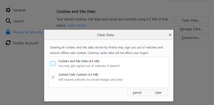 cookies fix firefox error