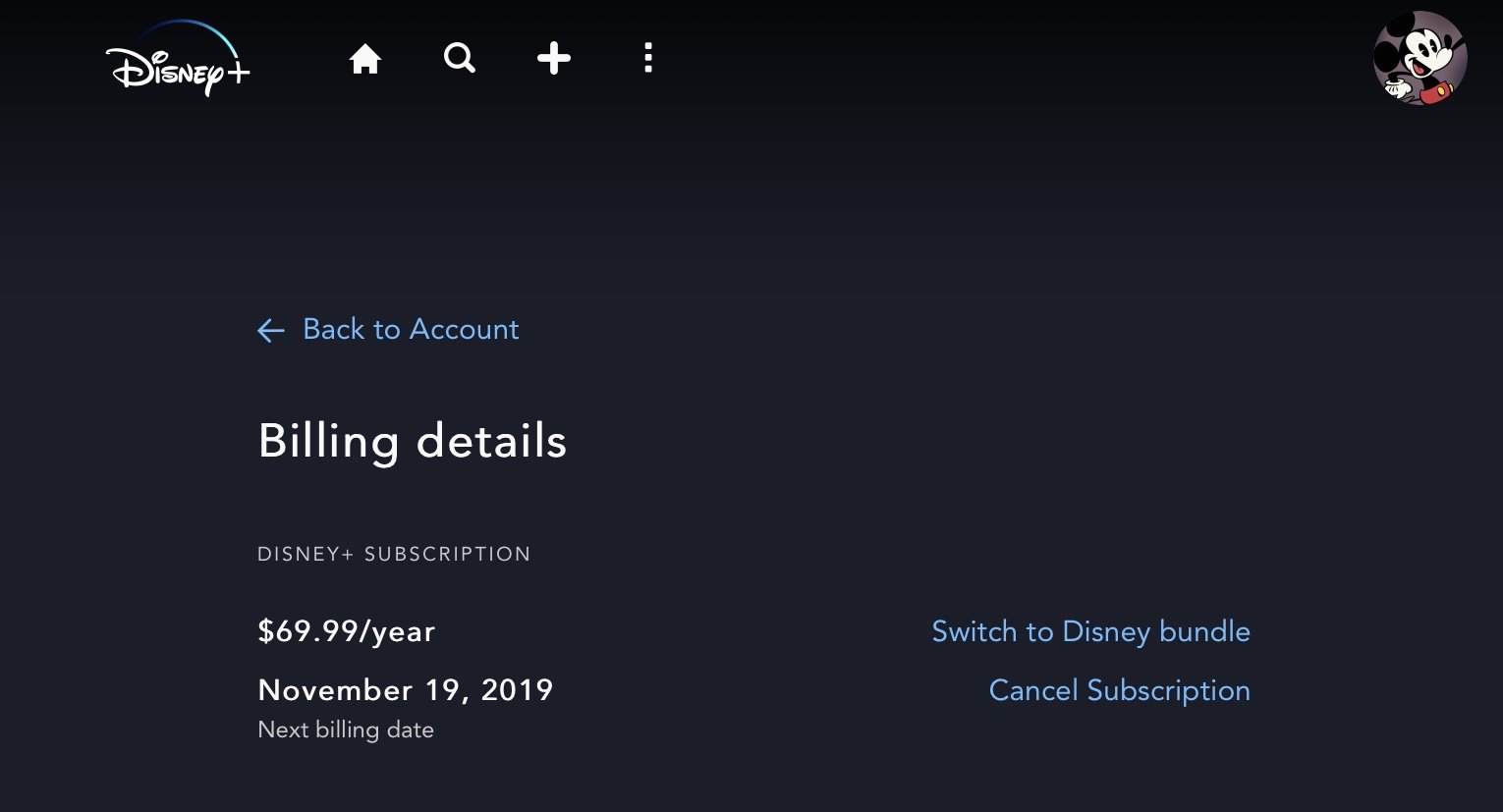 disney plus billing