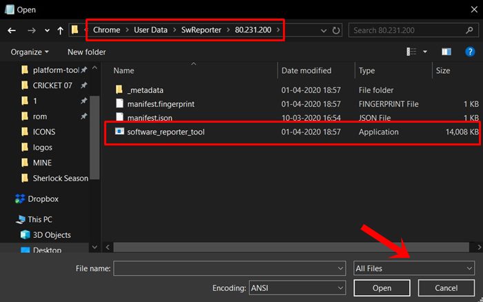 edit Software Reporter file
