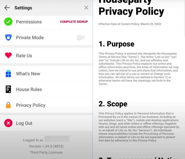 houseparty privacy android