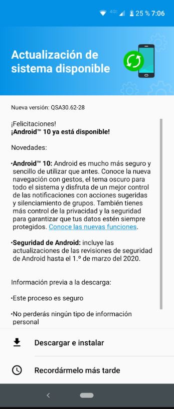 motorola one vision android 10 update at&t