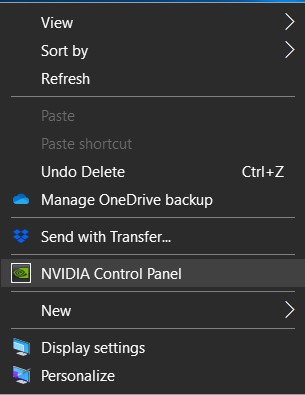 nvidia control panel