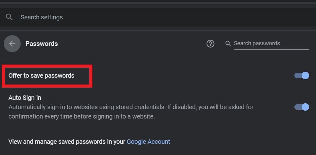 Chrome Not Saving Passwords