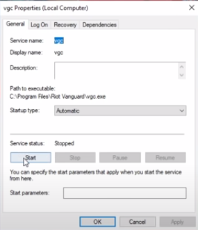 fix vanguard anti cheat error by restarting vgc service