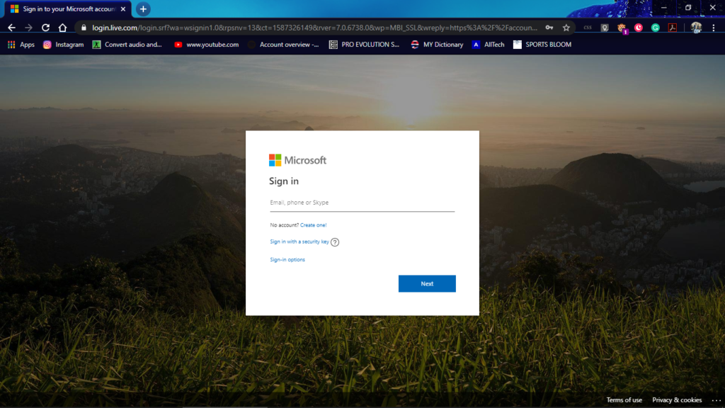 sign into microsoft account
