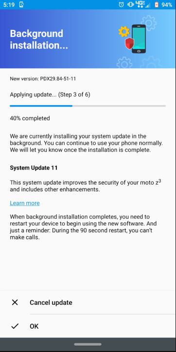 verizon moto z3 march update