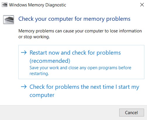 windows memory diagnostic