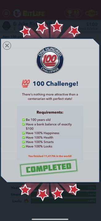 100 challenge bitlife