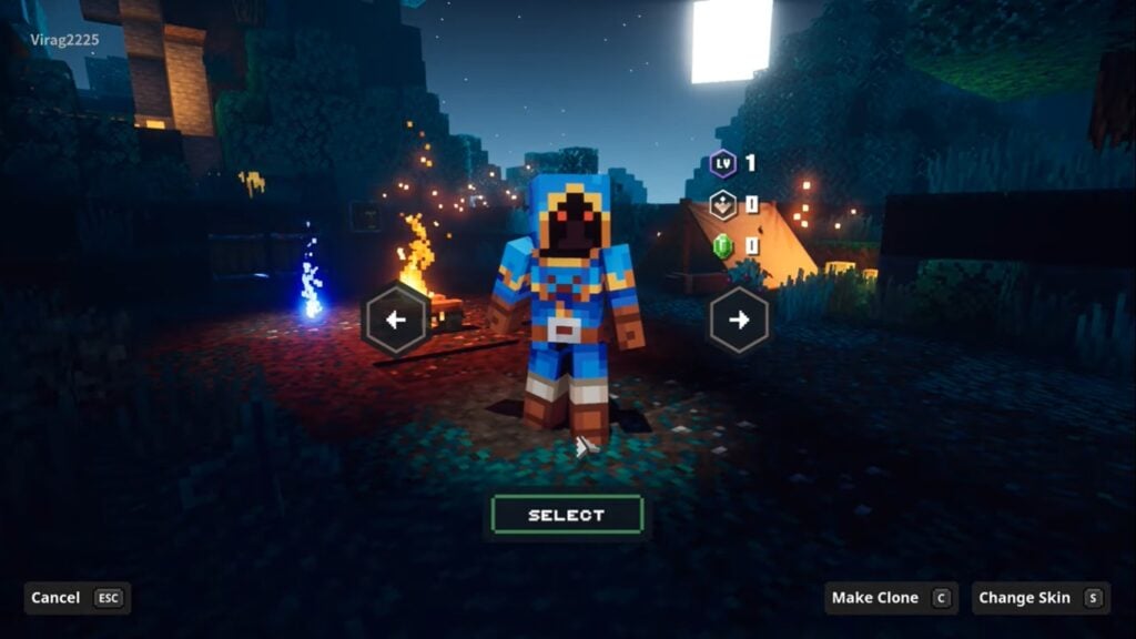 Select Character to change appearance - Minecraft Dungeons
