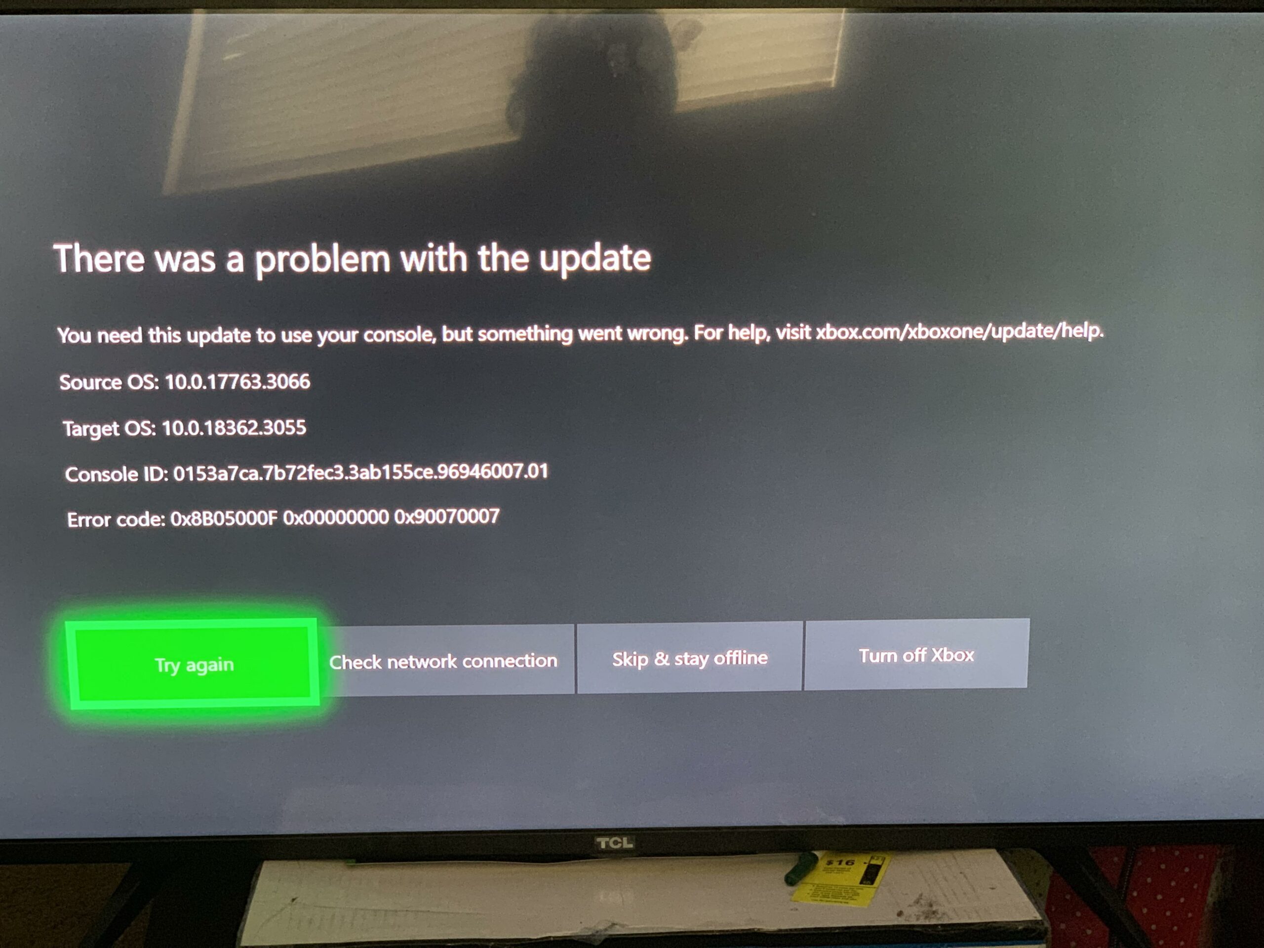 How to Fix Xbox One Update Error 0x8B05000F 0x00000000 0x90070007