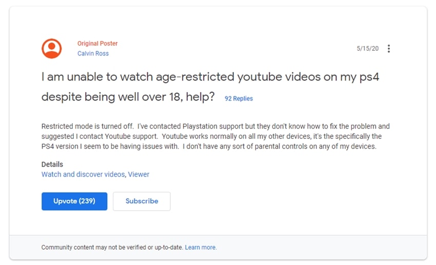 YouTube Bug on PS4
