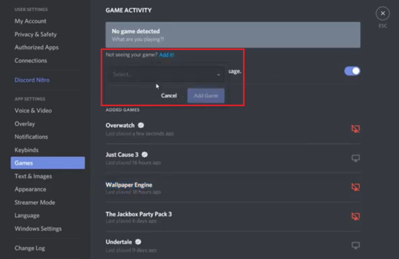 Добавить непроверенные игры в Discord