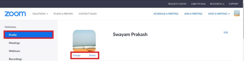 Zoom Meeting Change or delete profile picture