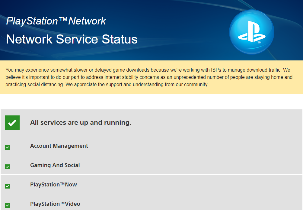 check playstation network service status