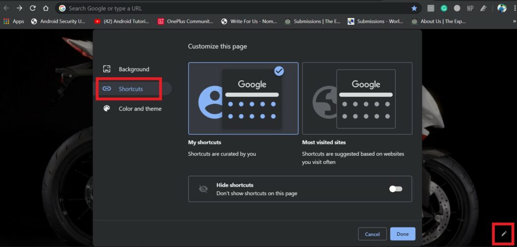 Customize Google Chrome Shortcuts