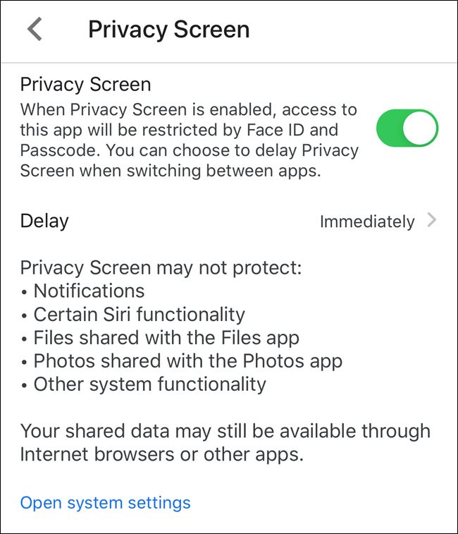 delay privacy screen