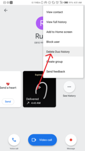 delete duo history mobile