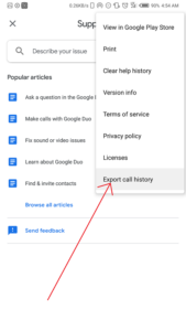 export google duo call history