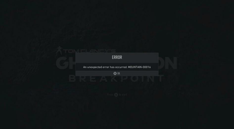 ghost recon breakpoint mountain-00016 error
