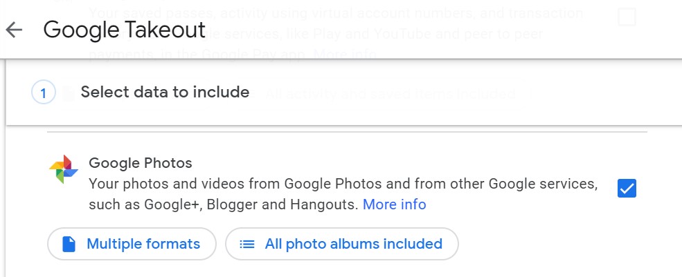 Google Takeout Select App 