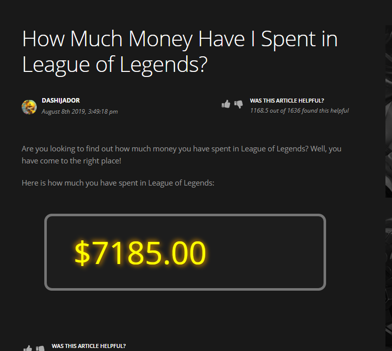 league of legends spent money