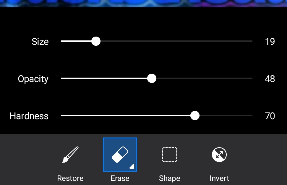 PicsArt Eraser Properties