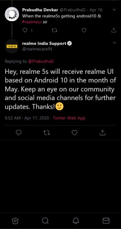 realme 5s android 10 update