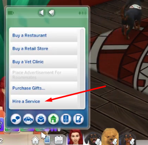 Choosing the Hire a Service option for adoption in The Sims 4