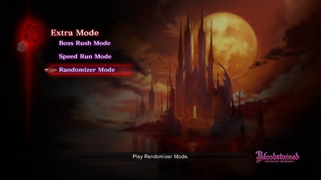 Choosing to play Randomizer Mode in Bloodstained