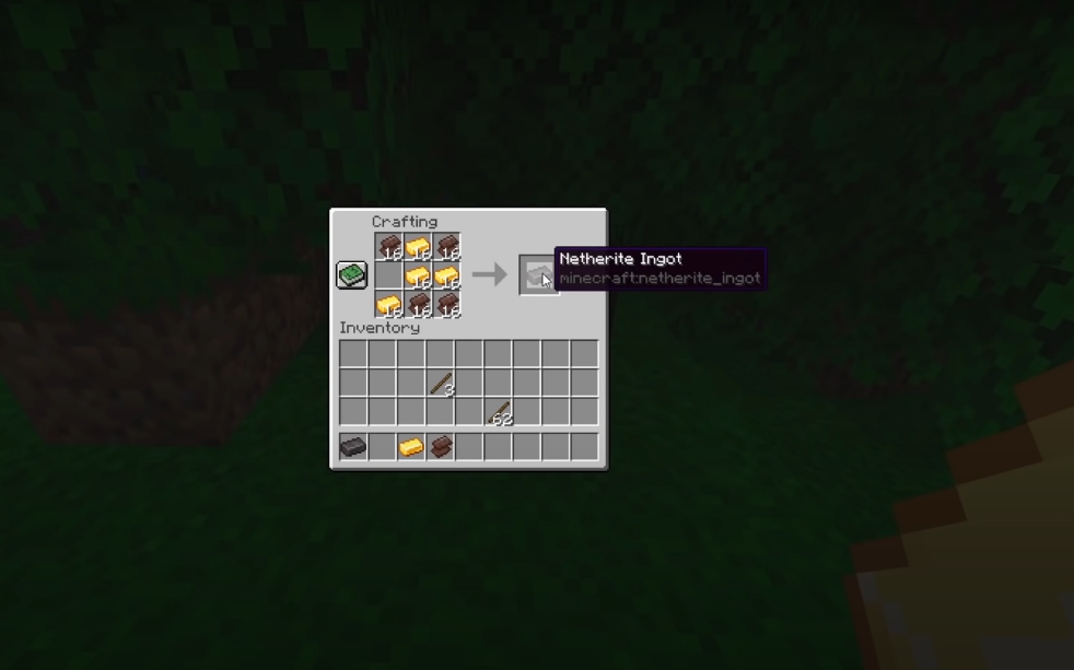 Crafting Netherite Ingots in Minecraft